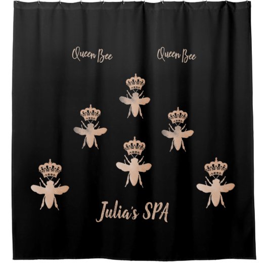 クイーンカスタマイズビーレディボススパバラ金ゴールドモダン シャワーカーテン (正面)