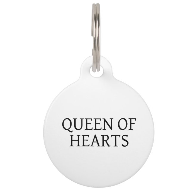 クイーンカスタムハートブラックドッグIDラウンドペットタグ ペット　ネームタグ (正面)