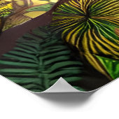 クイーンカリブのブラックウィメンフラワーポートレート ポスター (角)