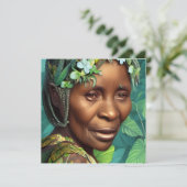クイーンカリブのブラックウーマンポートレートフラットグリーティング (スタンド正面)