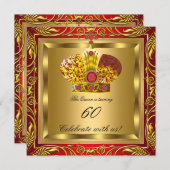 クイーンキングレッド王室の金ゴールドエリートバースデーパーティー 招待状 (正面/裏面)