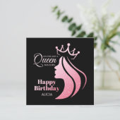 クイーンクラウンピンクグリッターブラックハッピーバースデー シーズンカード (スタンド正面)