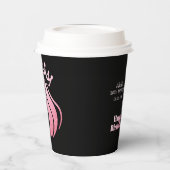 クイーンクラウンピンクグリッターブラックハッピーバースデー 紙コップ (左)