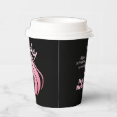 クイーンクラウンピンクグリッターブラックハッピーバースデー 紙コップ (右)