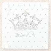 クイーンクラウンフローラ白黒美しいヴィンテージ ガラスコースター (裏面)