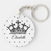 クイーンクラウンフローラ白黒美しいヴィンテージ キーホルダー (裏面)