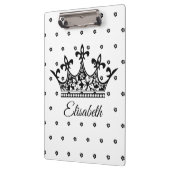 クイーンクラウンフローラ白黒美しいヴィンテージ クリップボード (左)