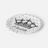 クイーンクラウンフローラ白黒美しいヴィンテージ ペーパープレート (アングル)