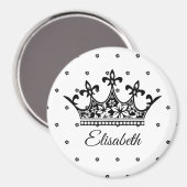 クイーンクラウンフローラ白黒美しいヴィンテージ マグネット (正面/裏面)