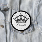 クイーンクラウンフローラ白黒美しいヴィンテージ 缶バッジ (インサイチュ)