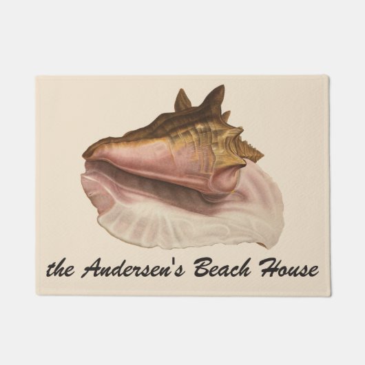 クイーンコンチシェルシーシェル、ヴィンテージマリンライフ ドアマット (正面)