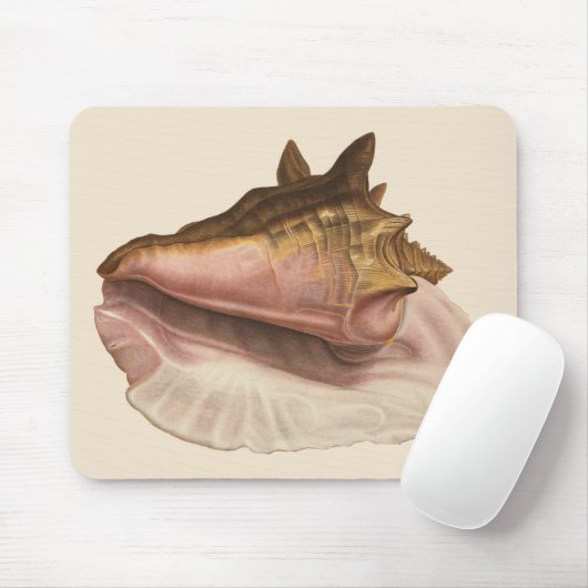 クイーンコンチシェルシーシェル、ヴィンテージマリンライフ マウスパッド (マウス)