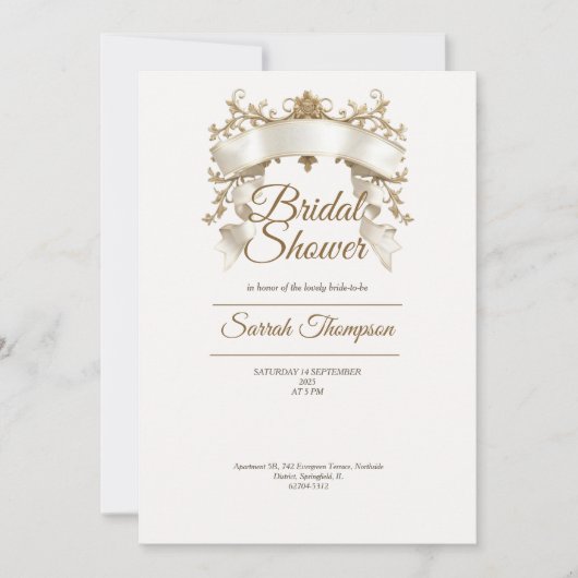 クイーンゴールデンブライダルシャワー招待 招待状 (正面)
