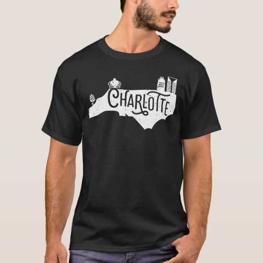 クイーンシティ704 ショップ シャーロット ノースカロライナ州 Tシャツ (正面)