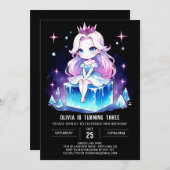 クイーンシンプルプリンセス誕生日 招待状 (正面/裏面)