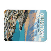 クイーンズタウンニュージーランドトラベルアートヴィンテージ マグネット (横)