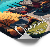 クイーンズタウンニュージーランドヴィンテージ旅行イラストレーション ポスター (角)