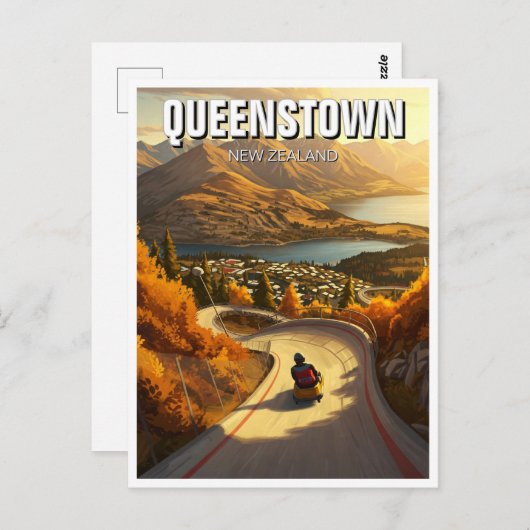 クイーンズタウン・ニュージーランド旅行のリュージュ ポストカード (正面/裏面)
