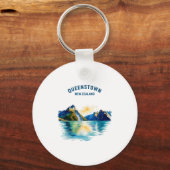 クイーンズタウン ニュージーランド ビンテージ 水彩画 景色 T キーホルダー (正面)