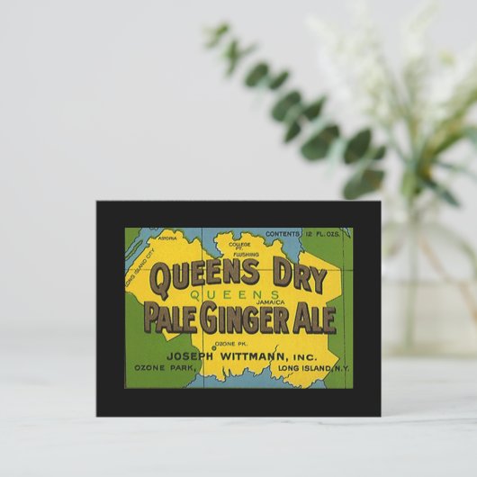 クイーンズドライジンジャーエールヴィンテージNY市区地図 ポストカード (スタンド正面)