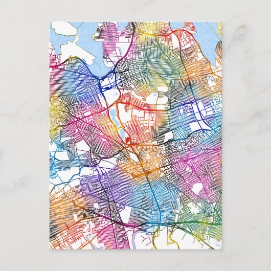 クイーンズニューヨークの地図 ポストカード (正面)