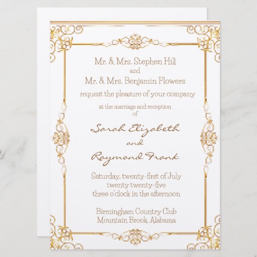 クイーンズパレス6.25インチx 8.75インチ結婚式招待状 招待状 (正面/裏面)