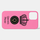 クイーンズフォンピンク背景モノグラカスタマイズム Case-Mate iPhoneケース (裏面 (横))