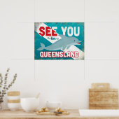 クイーンズランドドルフィン – レトロヴィンテージトラベル ポスター (キッチン)