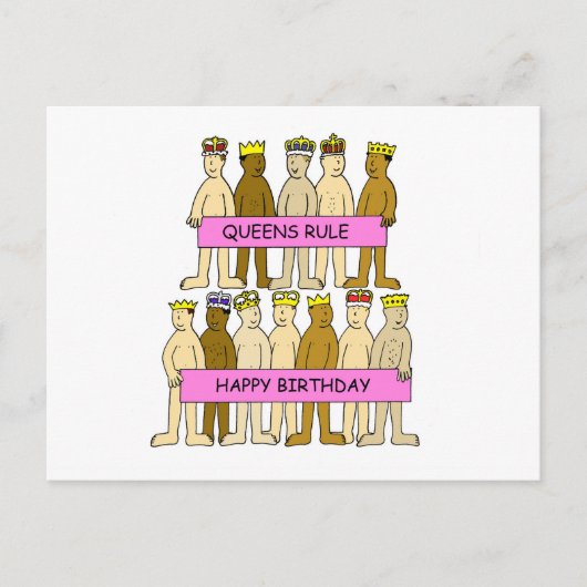 クイーンズルールマンガマンが王冠を被る ポストカード (正面)