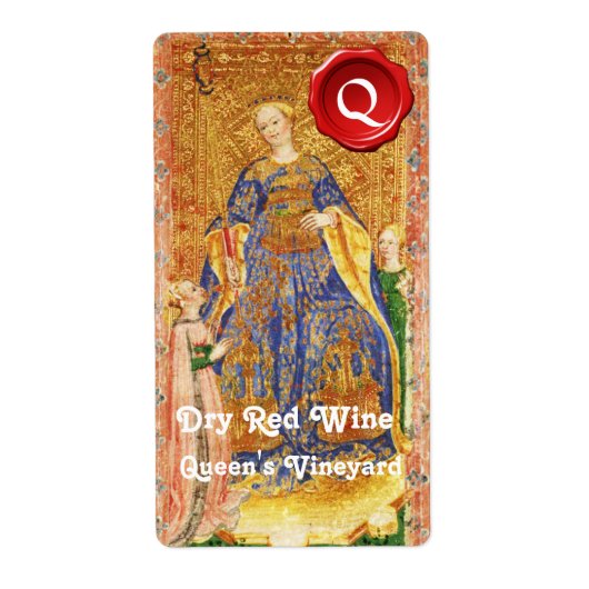 クイーンズヴィンヤード赤ワインのワックスシール/アンティークタロット ラベル (正面)
