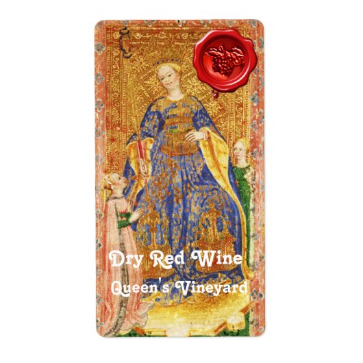 クイーンズヴィンヤード赤ワインのワックスシール/アンティークタロット ラベル (正面)