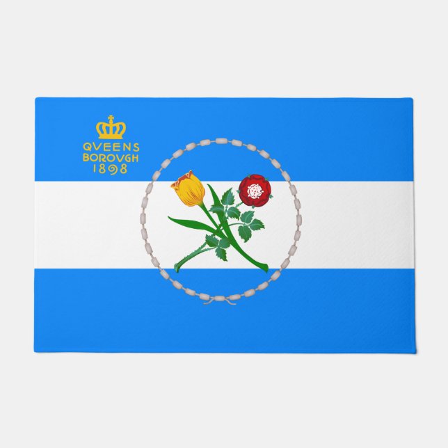 クイーンズ州旗（ニューヨーク市特別区） ドアマット (正面)