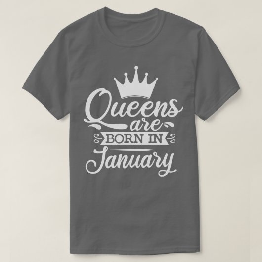 クイーンズ生まれは1月に誕生日ギフト Tシャツ (デザイン正面)