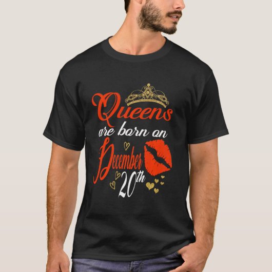 クイーンズ生まれは12月20日の射手座誕生 Tシャツ (正面)