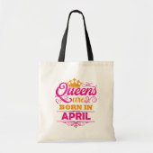 クイーンズ生まれは4月のグリッターフェイク誕生日 トートバッグ (正面)