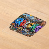 クイーンズ ニューヨーク グラフィティ ウォール アート アクリル招待状 (レイダウン)