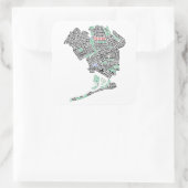 クイーンズNYタイポグラフィマップステッカー スクエアシール (バッグ)