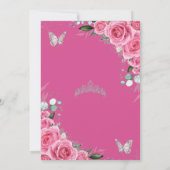 クイーンセニョーラ　ピンクフクシア　フラワーローズシルバー　バタフライ 招待状 (裏面)