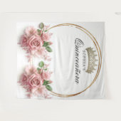 クイーンセニョーラ ピンク ローズ クラウン バースデー デコレーション タペストリー (正面(横))