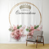クイーンセニョーラ ピンク ローズ クラウン バースデー デコレーション タペストリー (インサイチュ)
