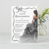 クイーンセニョーラ ブラックドレス スカロップリボン ボウ フォト 招待状 (スタンド正面)