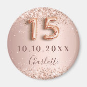 クイーンセニョーラ ローズゴールド ブラッシュ グリッター セーブ・ザ・デート マグネット (正面)