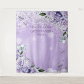 クイーンセニョーラ　ＸＶ　１６　パープル　フラワル　バタフライ　フォト タペストリー (正面)