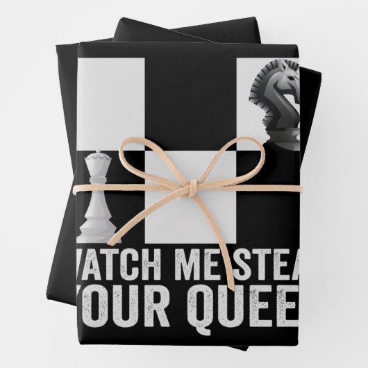 クイーンチェス盤のギフトをおもしろい盗むのを見る ラッピングペーパーシート (インサイチュ)