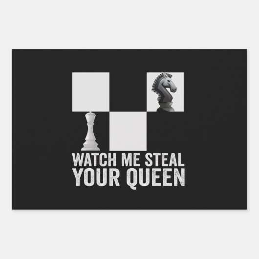 クイーンチェス盤のギフトをおもしろい盗むのを見る ラッピングペーパーシート (正面)