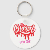 クイーンデザイン - エレガントなロイヤルクラウン タイポグラフィー キーホルダー (裏面)