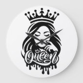 クイーンデザイン - エレガントなロイヤルクラウン ラージ壁時計 (正面)