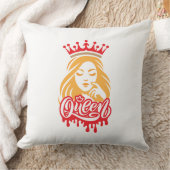 クイーンデザイン - エレガント ロイヤル クラウン タイポグラフィ クッション (ブランケット)