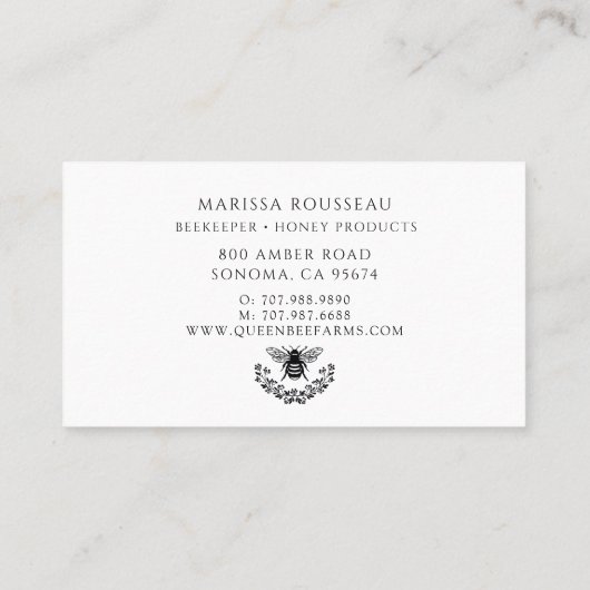 クイーンハニーエレガントビー養蜂家 名刺 (裏面)