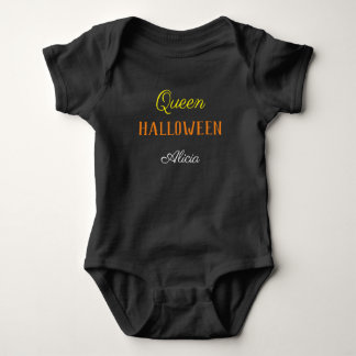 クイーンハロウィンパーソナライズされたブラック ベビーボディスーツ